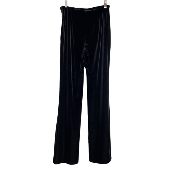 Vintage FRANK USHER High Rise Velvet Pants SIZE 8 Black Side Zip Wide Leg - Picture 2 of 10